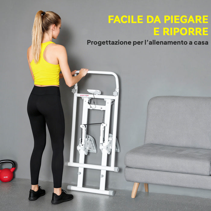 Stepper Vertical Climber Pieghevole con Impugnatura Regolabile Pedali Antiscivolo e Monitor LCD Bianco