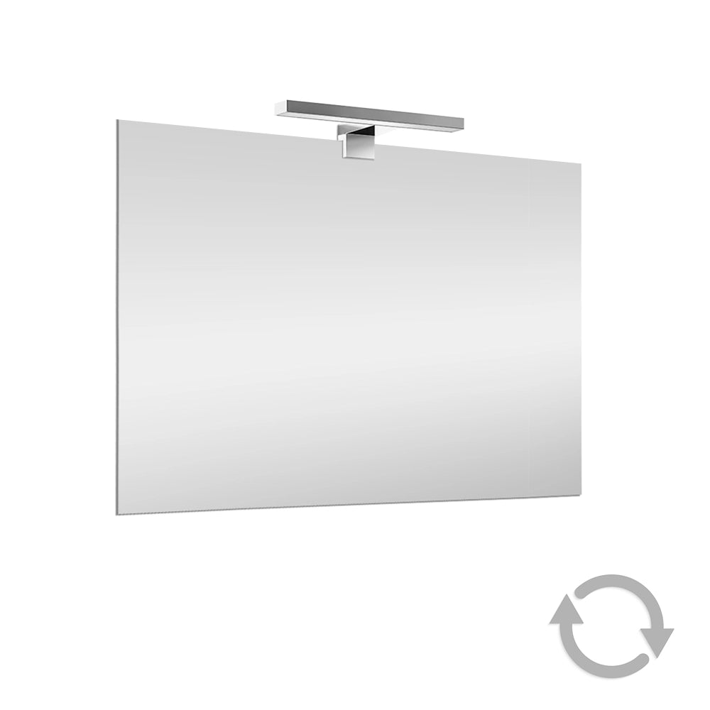 Specchio bagno 50x60 a filo reversibile con lampada naturale 30 cm