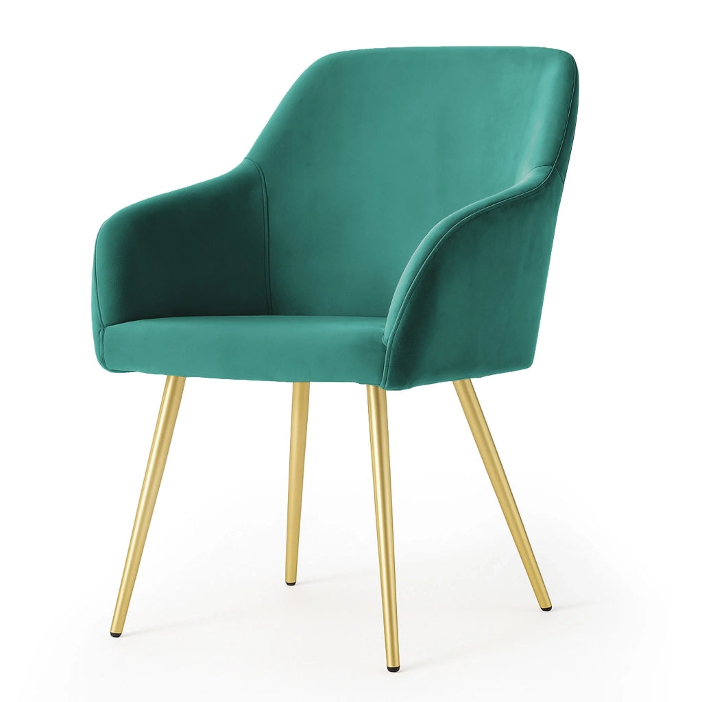 Set di 4 Sedie in velluto liscio ESTELLE Verde Bottiglia gambe oro