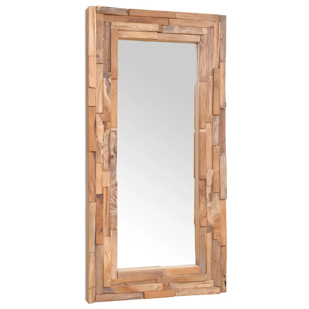 Specchio Decorativo in Legno di Teak 120x60 cm Rettangolare 244564