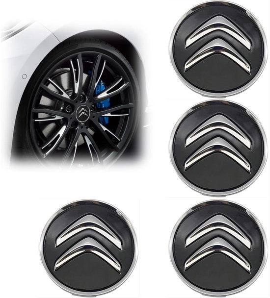 Set di Wieldoppi ABS da 4 - 60 mm - Nero - Compatibile con Citroën C1/C2/C3/C4/C5 - Finestra alta - Bocchette di scarico