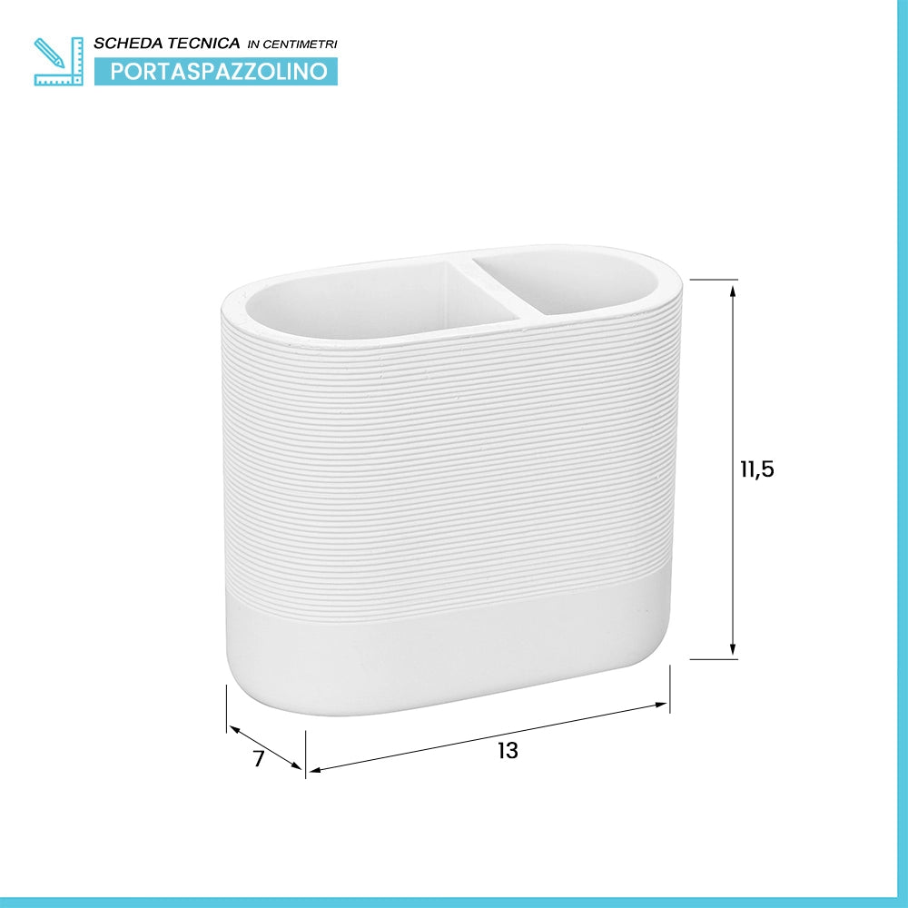 Set accessori bagno 2 pezzi in poliresina bianca Marica