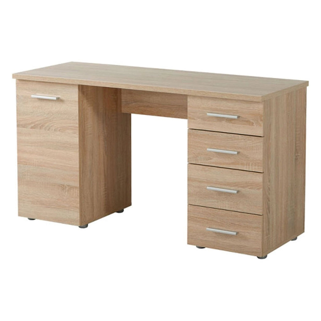 Flaminio, Scrivania 2 Ripiani, 135x50x75.5h cm Marrone Rovere