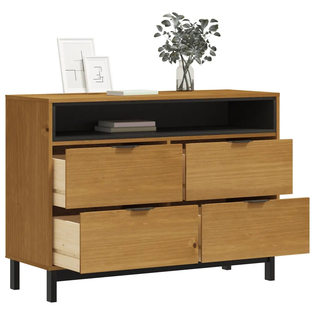 Cassettiera FLAM 110x40x80 cm in Legno Massello di Pinocod mxl 127690