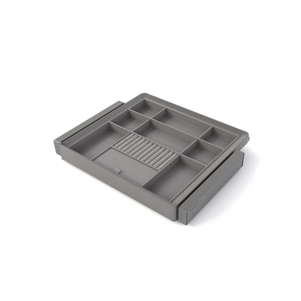 Kit cassetto organizzatore e telaio regolabile Quartz per armadi, chiusura ammortizzata e estrazione totale