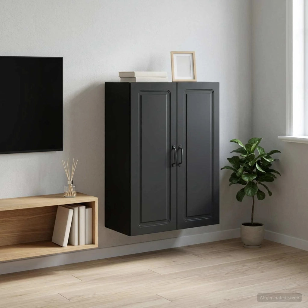 Mobiletto a muro Nero 66 x 34,5 x 90 cm Legno ingegnerizzato 899246