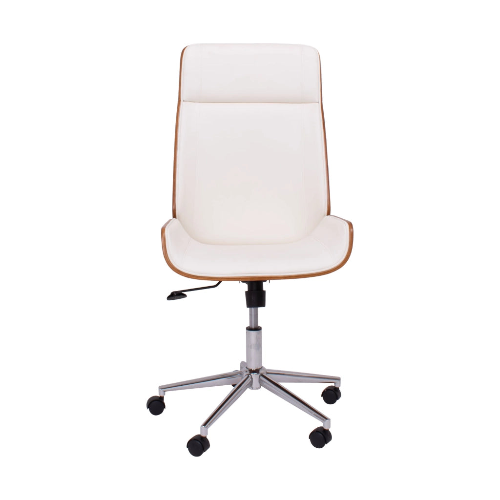 Svezia - Sedia da Ufficio Direzionale 54x109/119x42 cm in legno Parawood e Similpelle Bianco