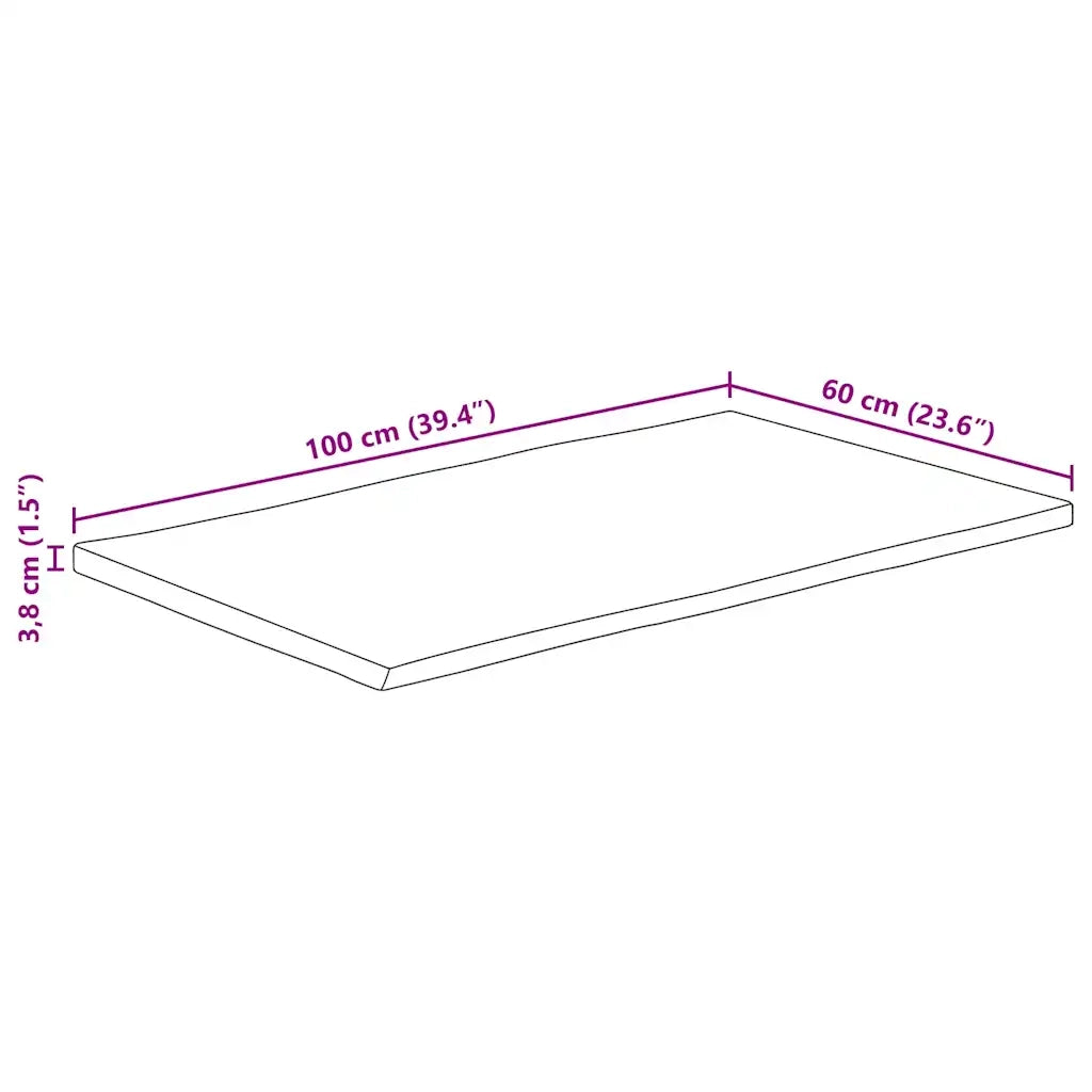 vidaXL Piano Tavolo 100x60x3,8 cm Rettangolare Legno Acacia Bordi Vivi