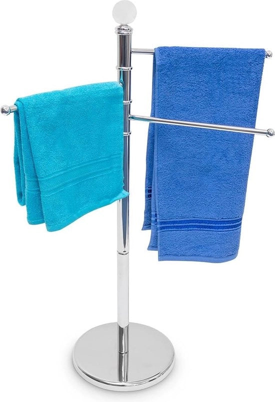 Porta asciugamani con 3 stanghe mobili per asciugamani da bagno e tessuti vari, porta asciugamani in look di acciaio inox con stanghe rotanti, anche come piccolo attaccapanni, argento