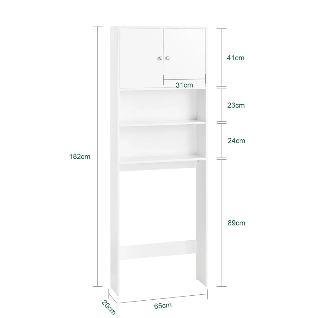 Scaffale per bagno con armadio Mensole bagno Armadio per lavatrice Armadio sovrastruttura Bianco 65x20x182cm BZR165-W