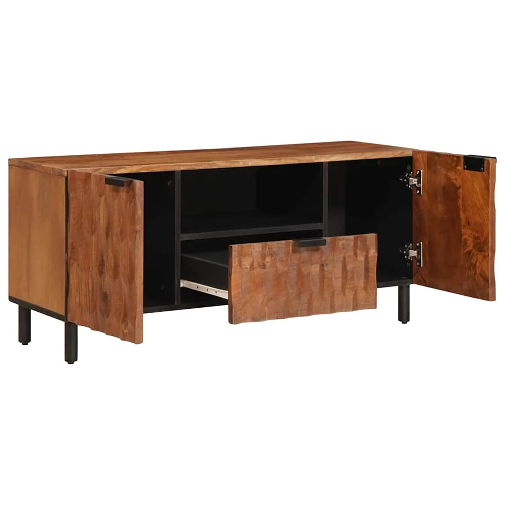 Mobile TV moderno con cassetto 105 x 33,5 x 46 cm contenitore funzionale design pulito legno di mango marrone 02_0057775