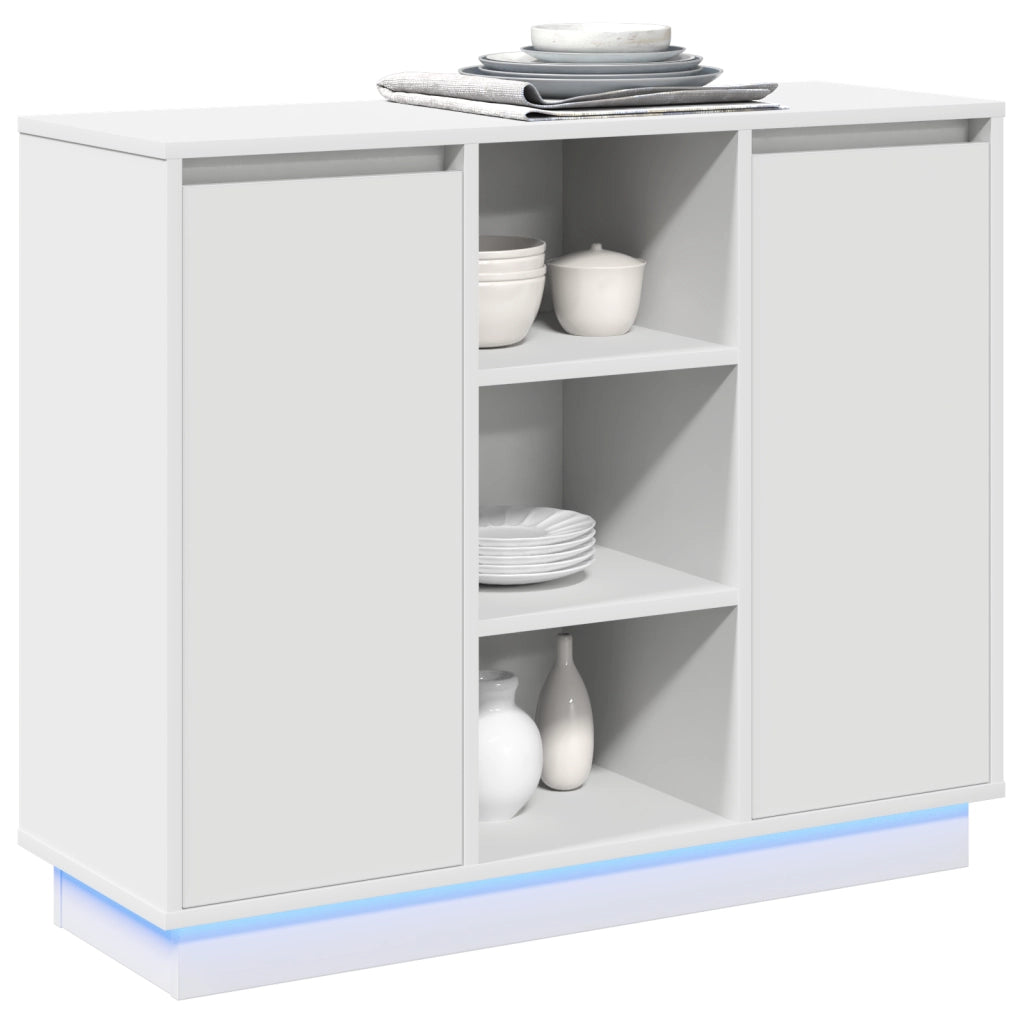 Mobile con LED Bianco 90x32x75 cm Legno Ingegnerizzato