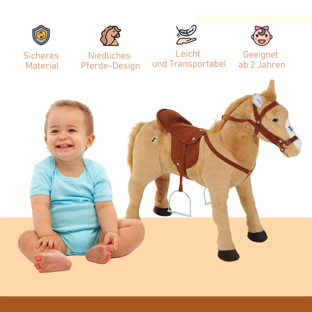 Cavallo a Dondolo per Bambini ¨C Minimal ¨C Beige 60 cm con Sella e Suono