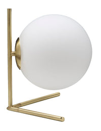 Lampada da Tavolo Glamy Low 25x25x27 cm in Ferro e Vetro Bianco e Oro