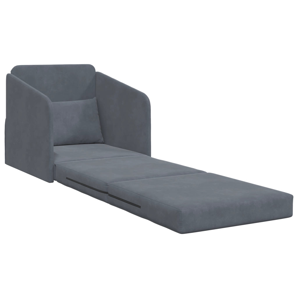 Divano Letto Pieghevole 2-in-1 Grigio Scuro 65x80x83 cm Velluto