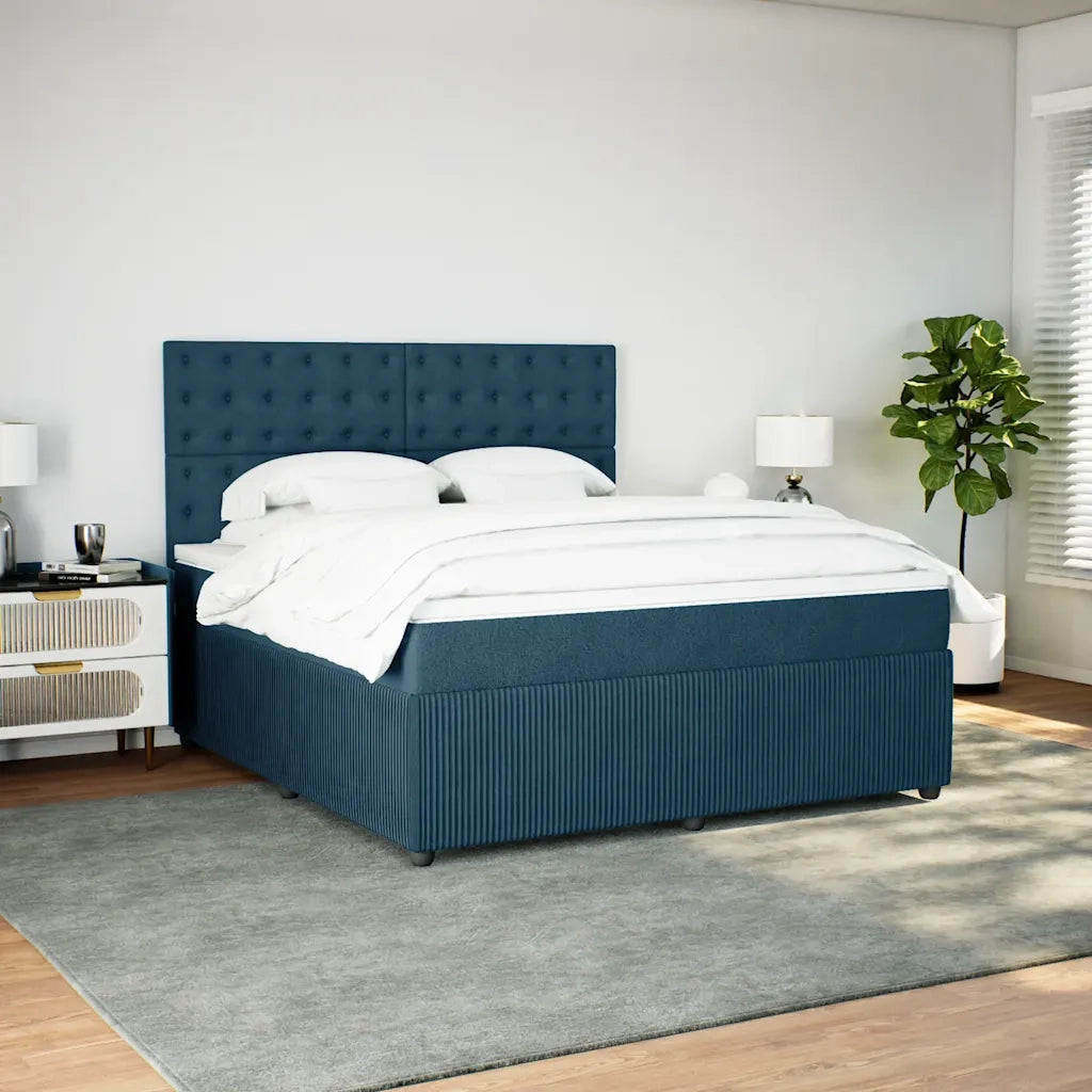 Giroletto a Molle con Materasso Blu Scuro 180x200 cm in Velluto 3292422