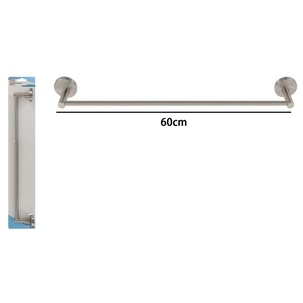 Trade Shop - Porta Asciugamani Lungo Da 60 Cm In Acciaio Satinato Accessorio Arredo Bagno 87912 -