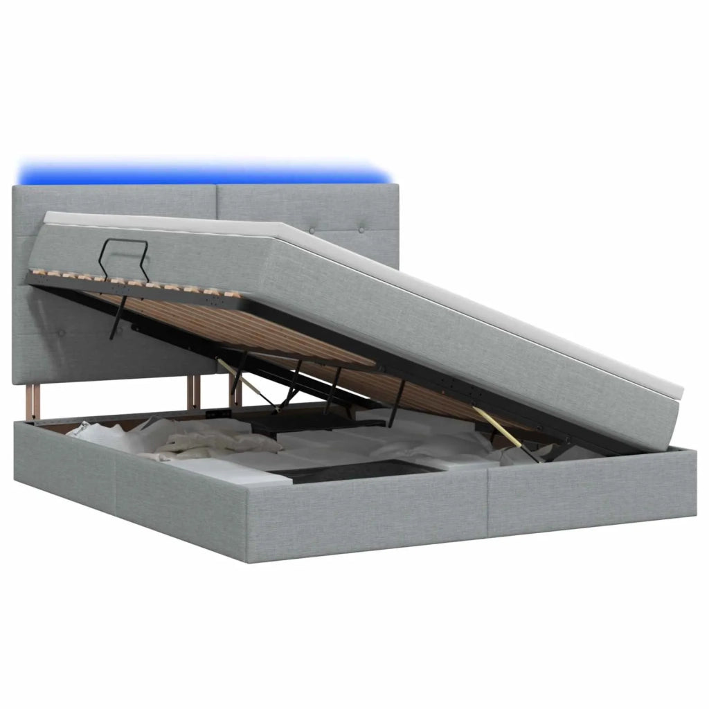 Letto con contenitore LED e materasso Grigio Chiaro 3459948