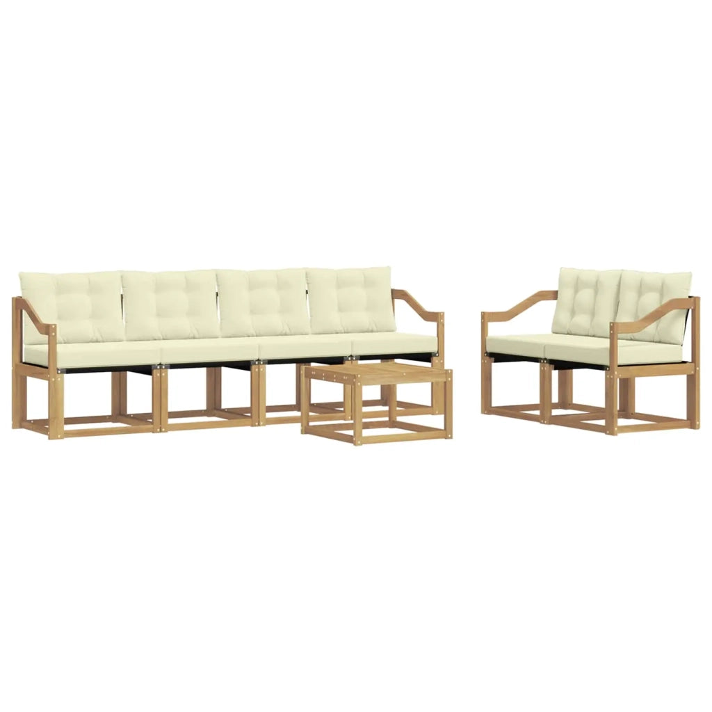 Set di divani da esterno 7 pz Bianco e Crema 3389244