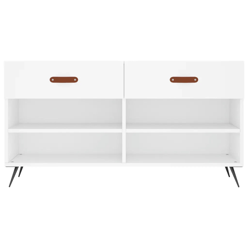 Panca Porta Scarpe-Sgabello-Panca Scarpiera Bianca 102x35x55 cm in Legno Multistrato 245615