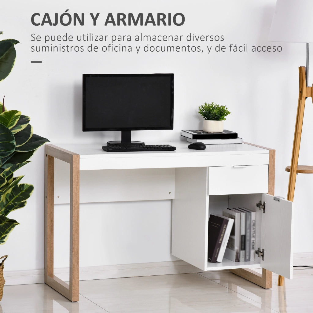Scrivania Moderna con Cassetto ¨C Zephmum ¨C Bianco 112.5x50x75.5 cm