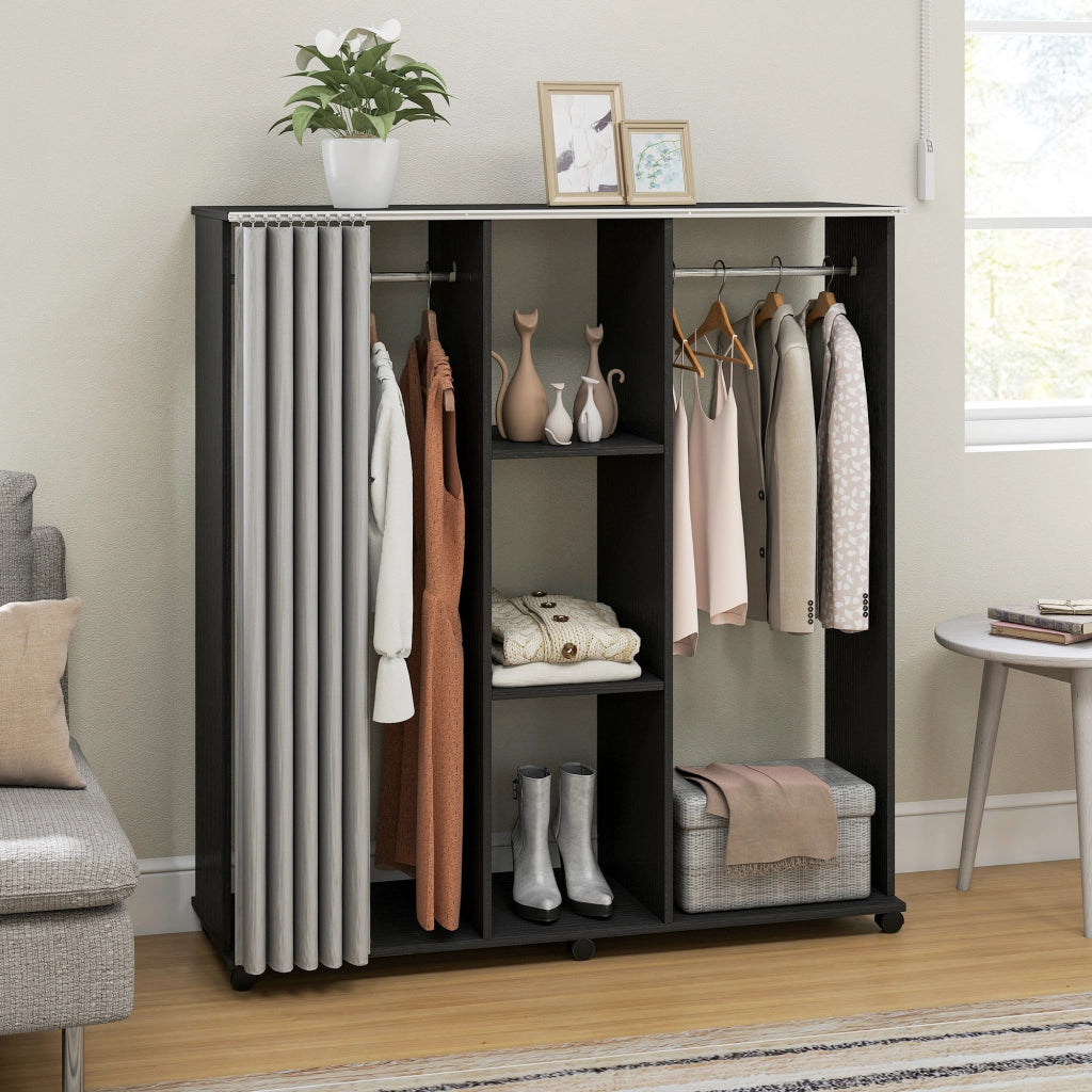 Armadio scorrevole con appendiabiti ¨C zephmum ¨C Nero 120x40x128 cm