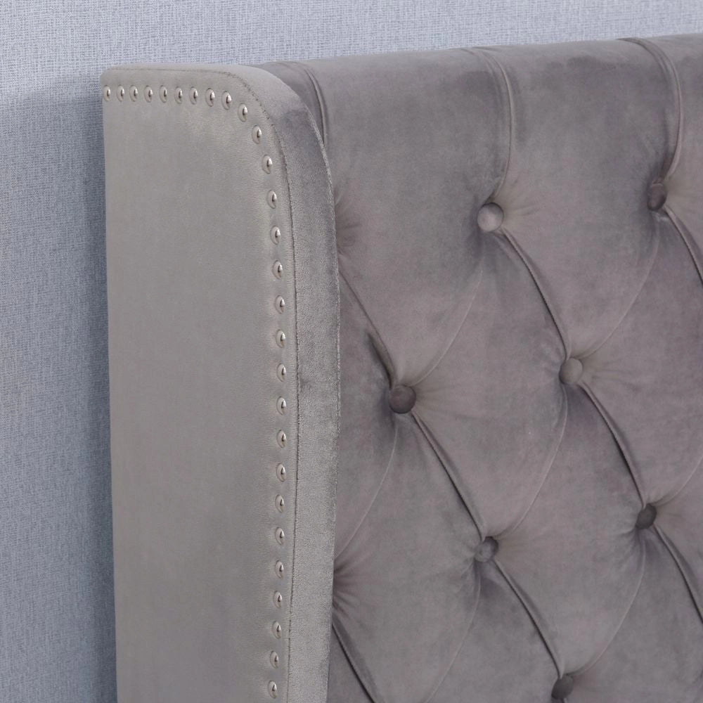Letto singolo 140x190cm - Xylo - Velluto idraulico grigio
