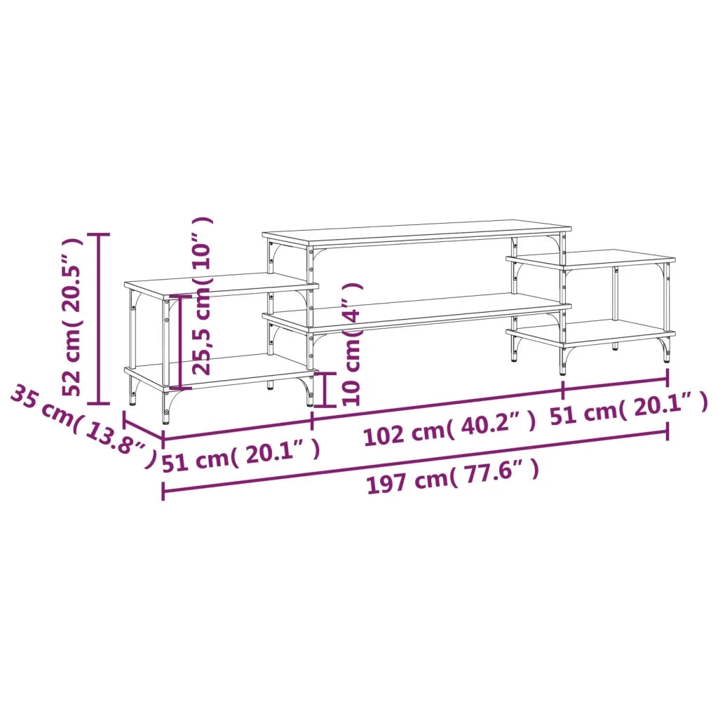 Mobile TV | Armadietto TV | Mobile Porta TV Grigio Sonoma 197x35x52 cm in Legno Multistrato