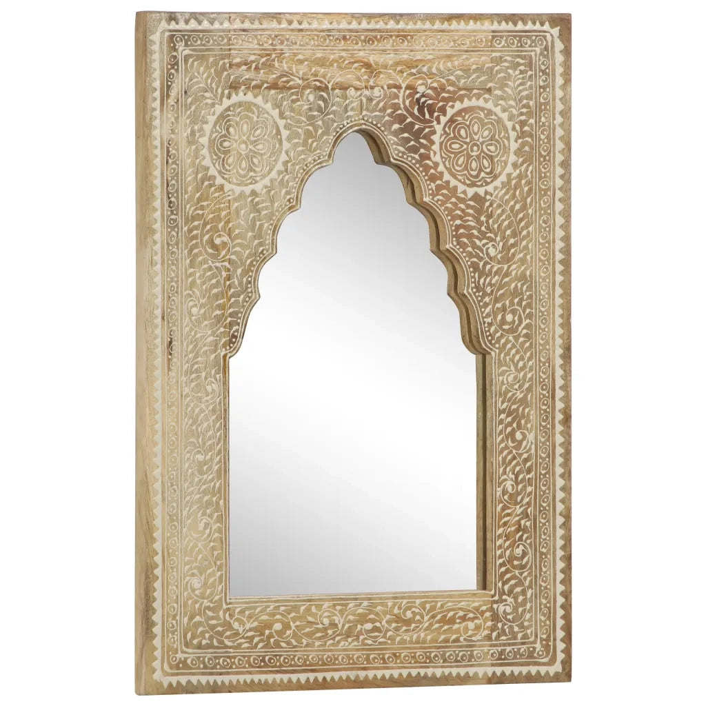Specchio Dipinto a Mano-Specchio Decorativo 40x55 cm in Legno Massello di Mango