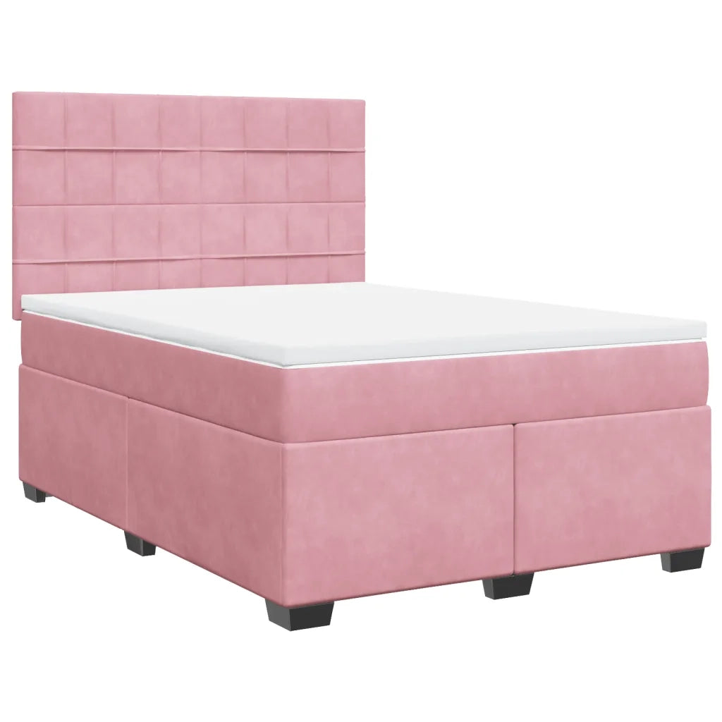 Giroletto a Molle con Materasso Rosa 140x200 cm in Velluto