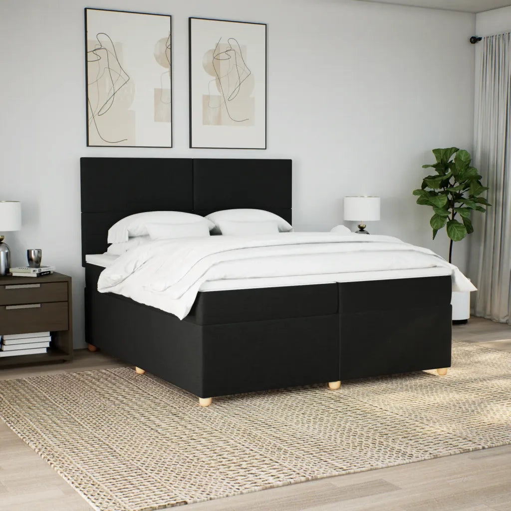 Giroletto a Molle con Materasso Nero 200x200 cm in Tessuto