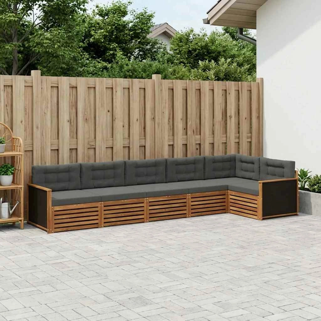 Set di divani da esterno 6 pz Naturale e Antracite Poliestere 3383405
