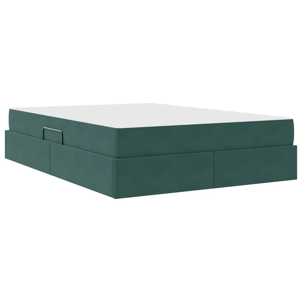 Letto con contenitore e materasso Verde Scuro 140 x 200 cm