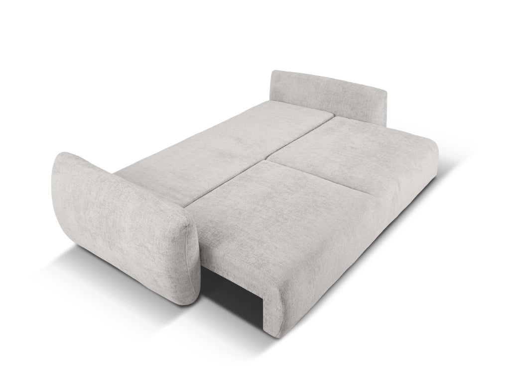 Cosmopolitan Design - Divano convertibile con contenitore "Matera" 3 posti in ciniglia grigio chiaro 