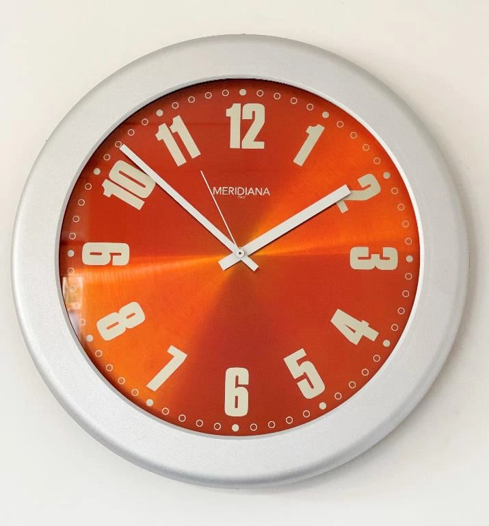 Orologio da Parete in Abs Milleluci Arancio e Silver 39 cm