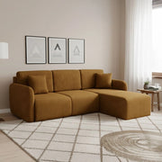 Ranco, Divano Letto con Penisola Contenitore, 245x185 cm Marrone
