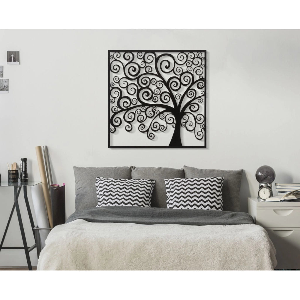 Decorazione in Metallo Albero 1, Nero, Metallo, 100x1x100 cm