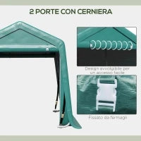 Garage Moto per Esterno 2.4x2 m, Tenda Garage per Attrezzi in Metallo e Tessuto PE, per Moto e Biciclette, Verde