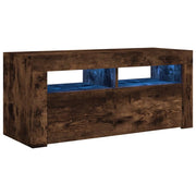 Mobile TV multimediale scaffale TV credenza mobile TV per sala da pranzo soggiorno camera da letto con luci a LED rovere affumicato 90 x 35 x 40 cm marrone 02_0026748