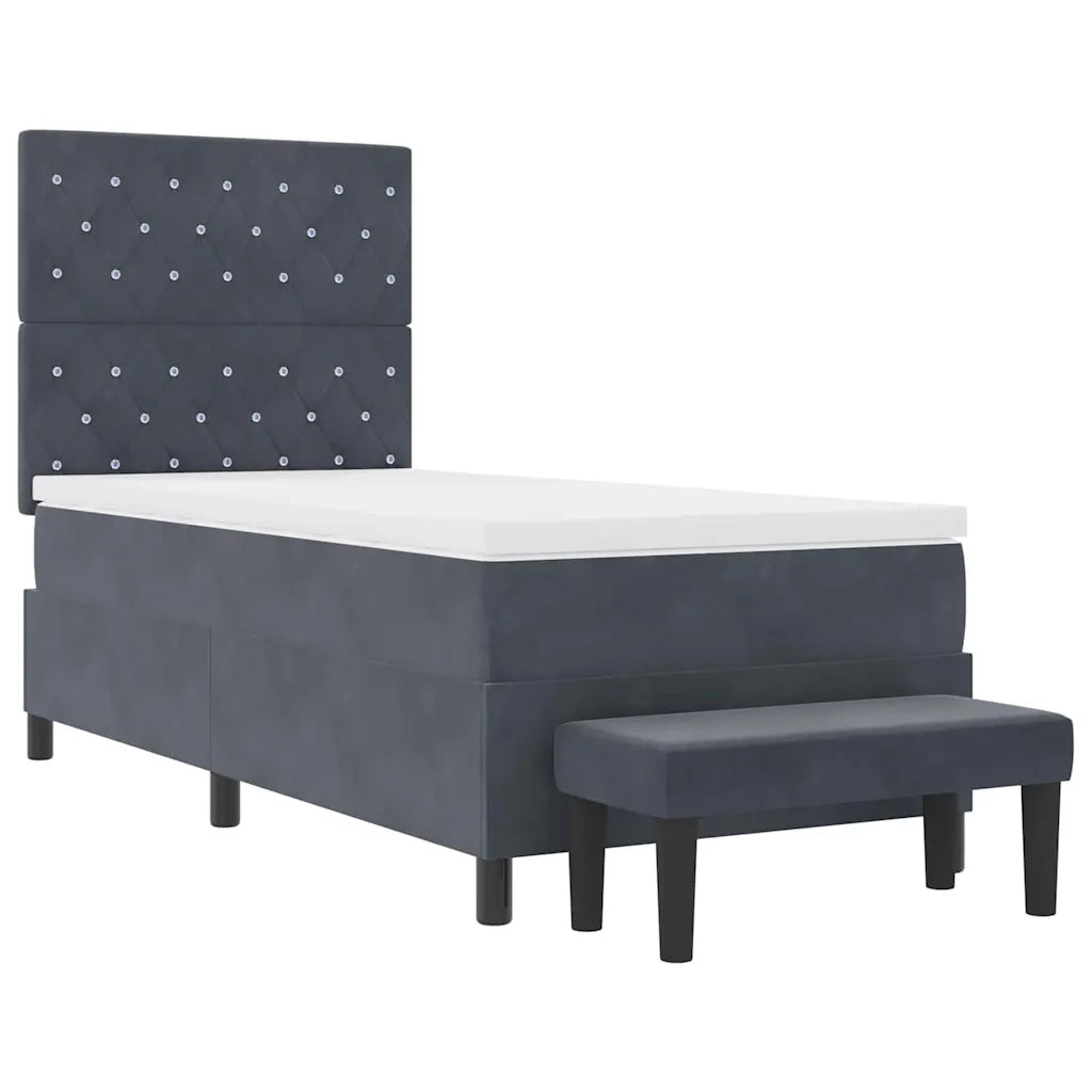 Letto a molle con testiera Grigio scuro 100 x 200 cm Velluto 3344427