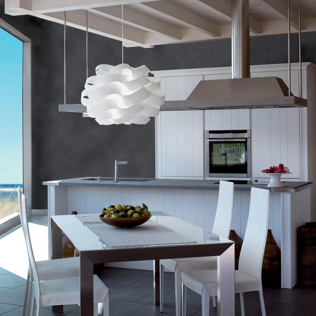 Lampadario Moderno Cloud Polilux ® Bianco E Metallo Cromo 2 Luci E27