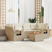 Set Divani da Giardino 7 pz con Cuscini Beige in Polyrattan 3256793