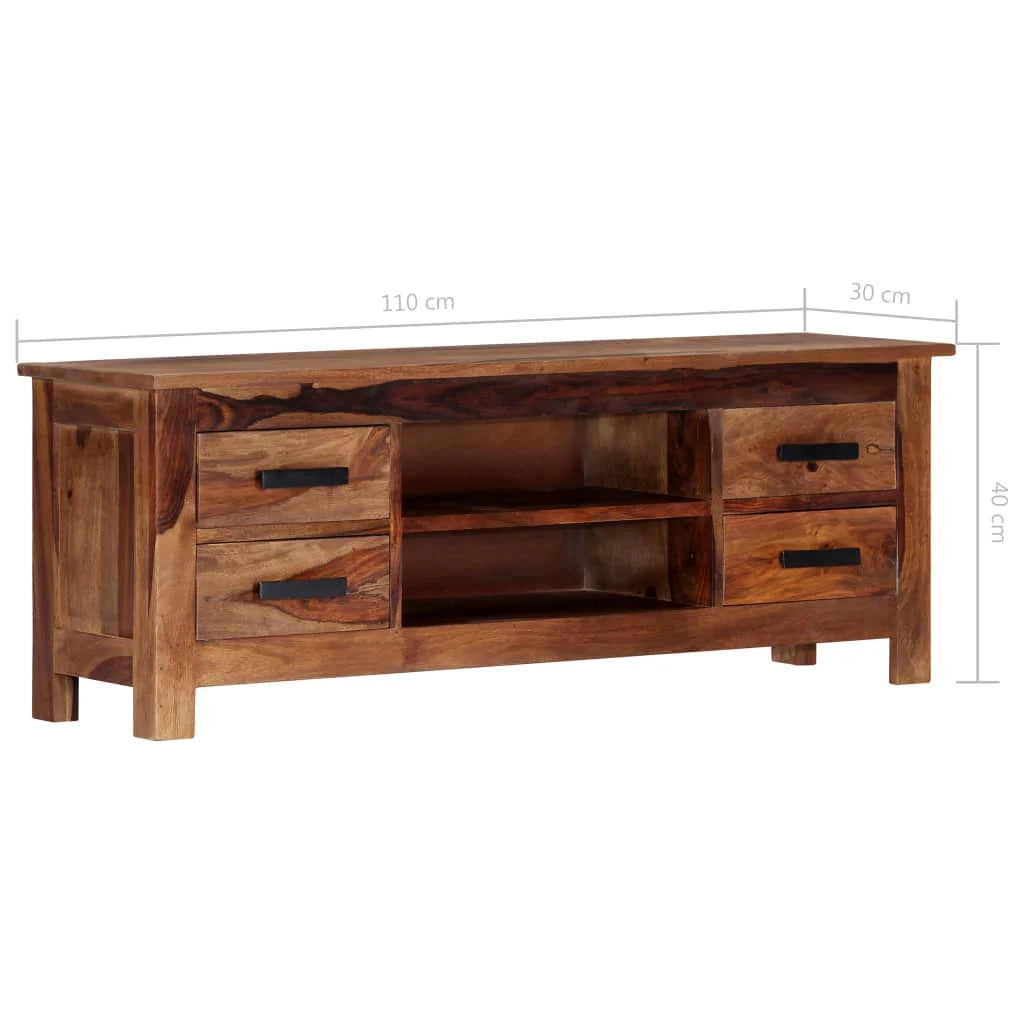 Pratico mobile porta TV/credenza di design 110 cm legno massello di sheesham 2502278
