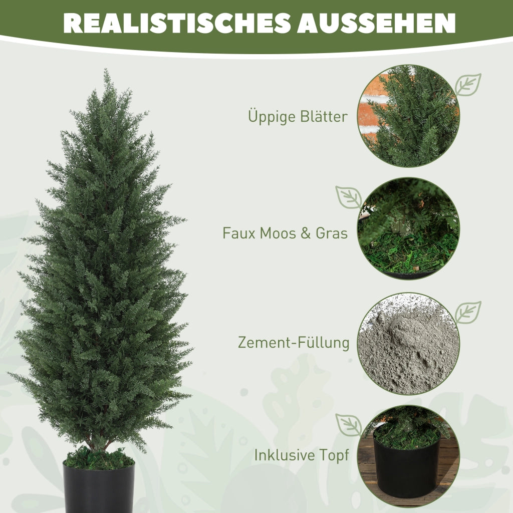 Set 2 Alberi Cipresso Artificiali con Vaso ¨C Zephmum ¨C Verde 90 cm