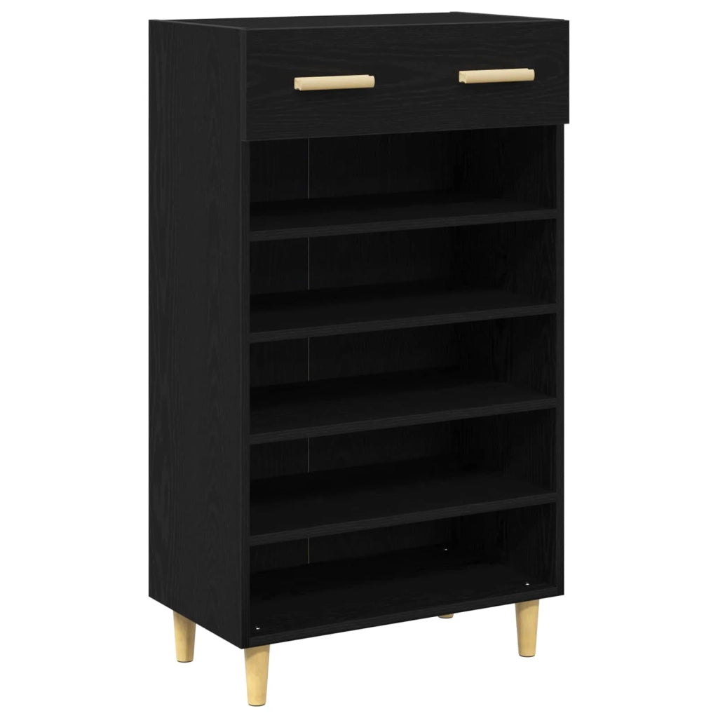 Mobile per scarpe con cassetto Rovere Nero 60 x 35 x 105 cm