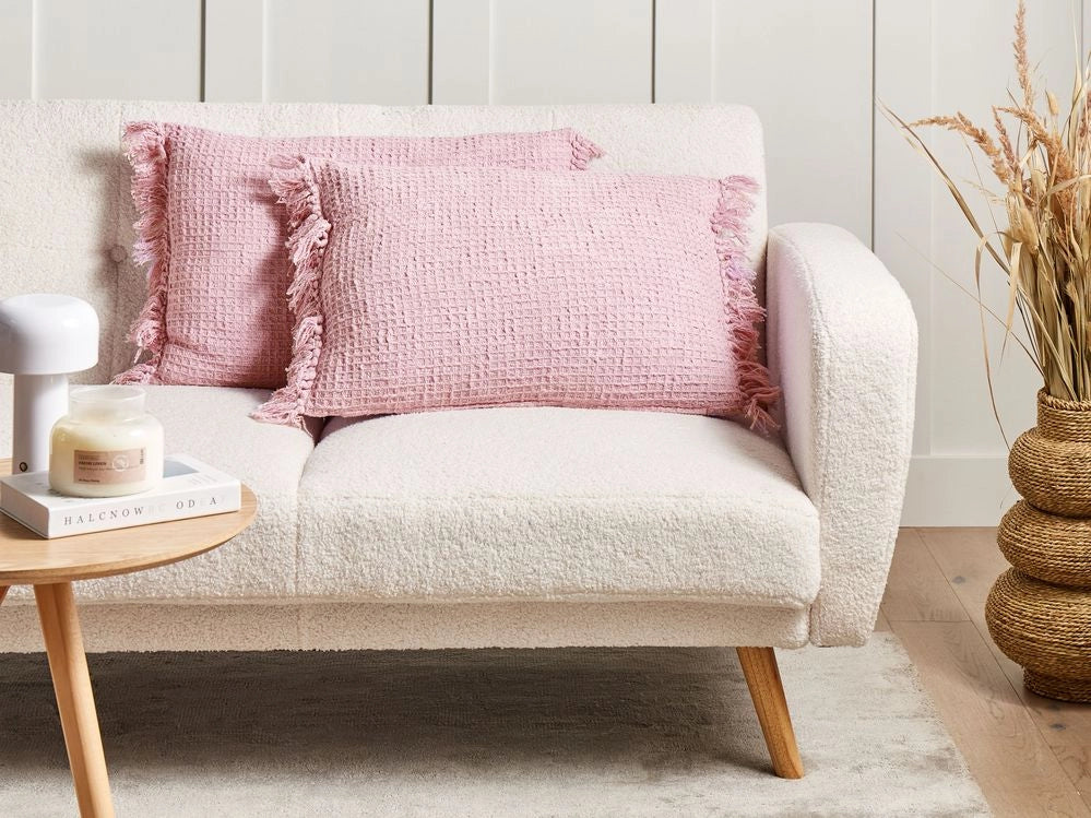 Set di 2 cuscini in cotone con nappe 40 x 60 cm Rosa soggiorno elegante accogliente