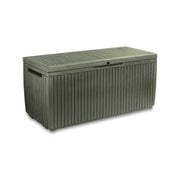 Cassapanca outdoor Burlington, Baule da giardino, Contenitore da esterno, Panchina contenitore da esterno, 123x54 h57 cm, Verde