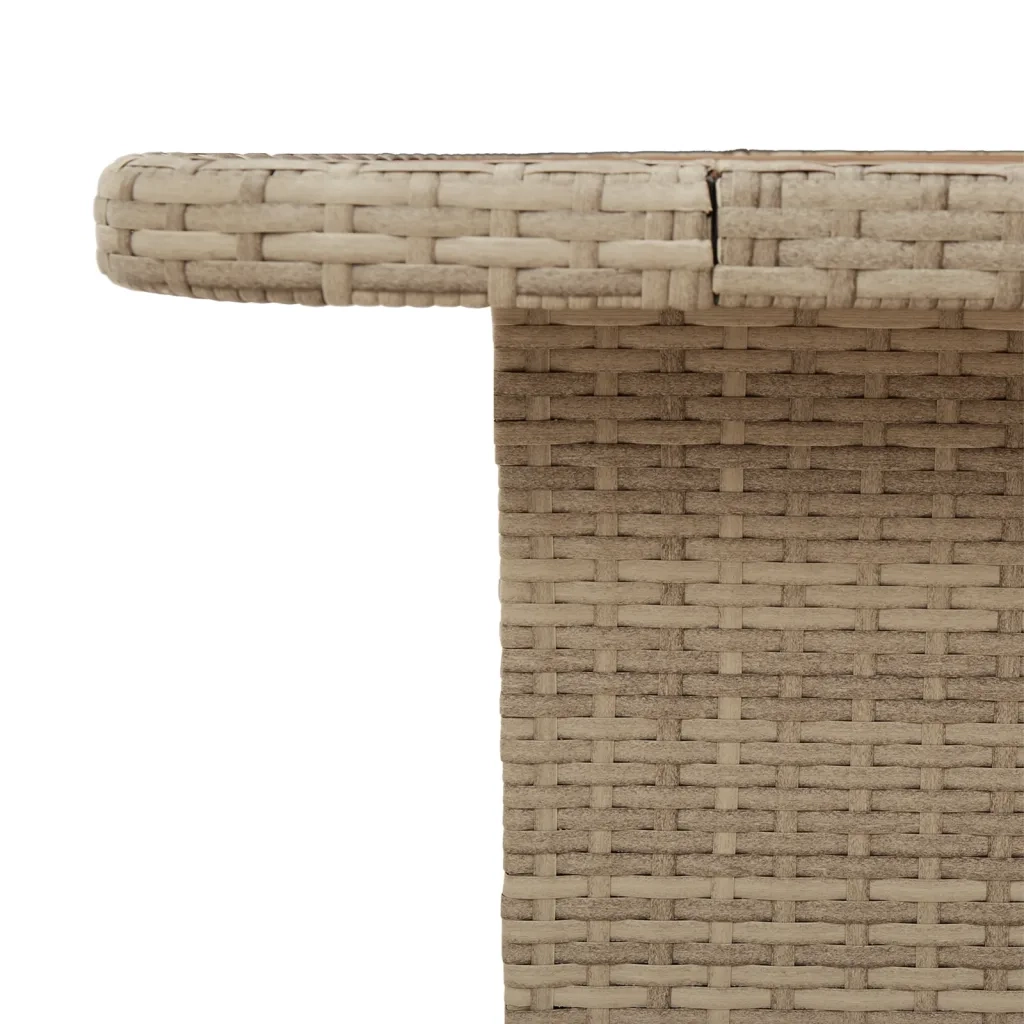 Tavolo da Giardino | Tavolino da esterno Beige 90x55x71cm Polyrattan e Legno Acacia