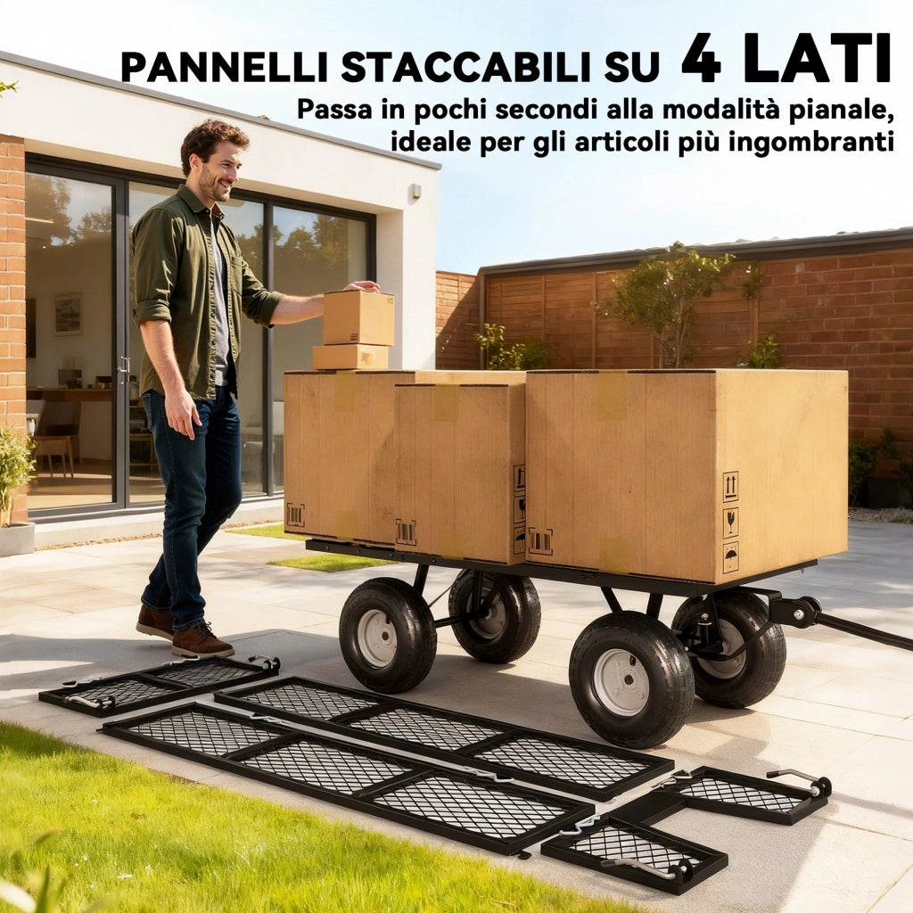 Carrello da Giardino in Acciaio con Sacca ¨C zephmum ¨C Verde 105x51x54 cm