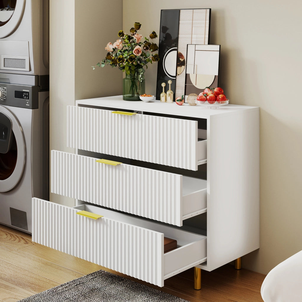 Chest of drawers moderno - Zephmum - 72x80x40 cm - Bianco e oro